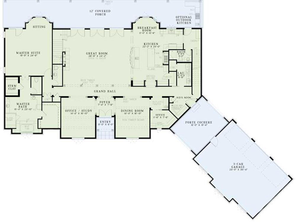 Floor Plan First Story of European Plan #153-1054